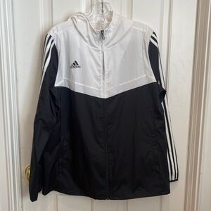 Adidas  🔥last chance 🔥⭐️black and white windbreaker with hood
